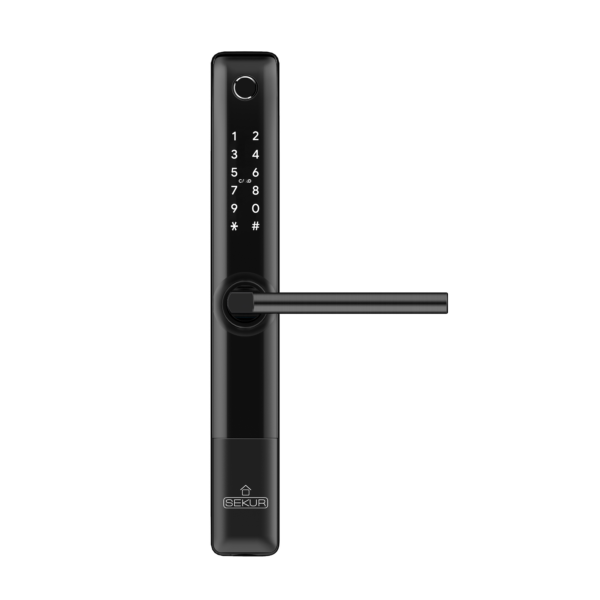 Sekur Weatherproof Smart Lock, 7-in-1, Code, Fingerprint, Card, Remote, App, Key, Smart Home Entry Door Lock - Designed for The UK (Black)